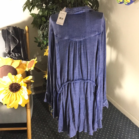 FREE PEOPLE INDIGO HIGH LOW SHIRT NWT - Picture 4 of 4